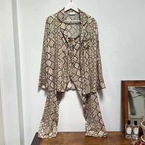 Ginia 100% Silk Python Print Pajama Top & Pant Set